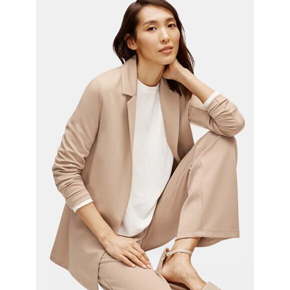 Eileen Fisher Flex Tencel Ponte Notch Collar Jacket XS Bramble Tan - Picture 4 of 12